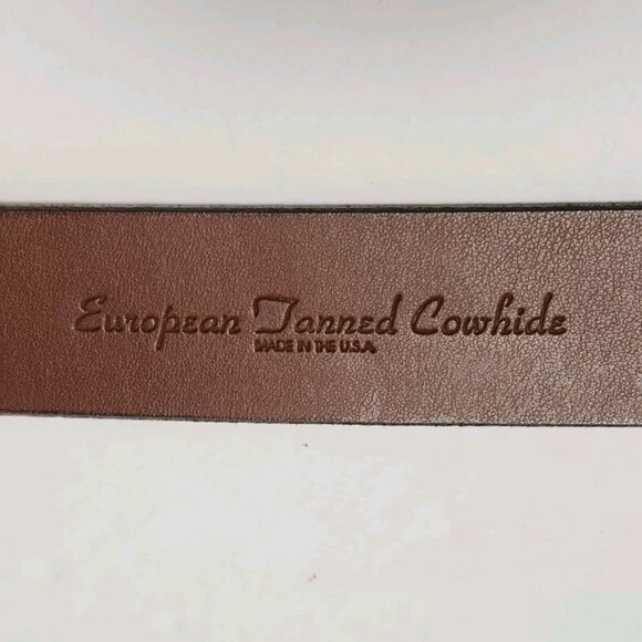 New Torino Elite 34 Brown Leather Belt European Tanned Cowhide USA Nickel Buckle - Picture 8 of 13